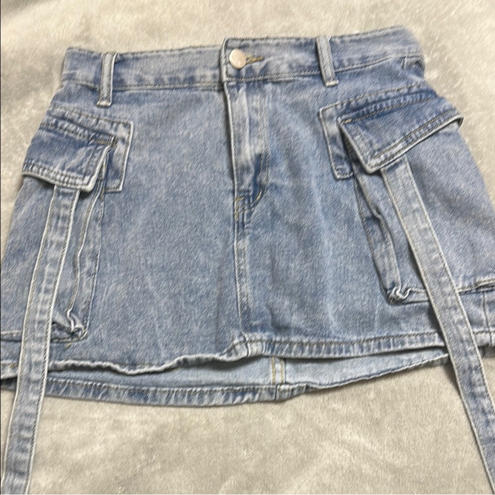 Denim Mini Skirt with Pockets